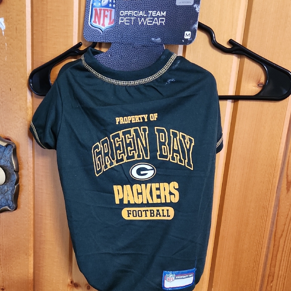 BNWT NFL Green Bay Packers DOG T-Shirt - Dark Green and Gold-size Large
